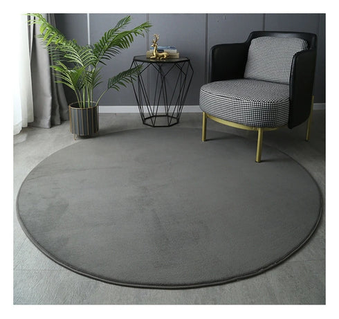 Round Coral Velvet Carpet for Living Room Coffee Table Floor Rug Short Plush Foot Mat for Children's Play